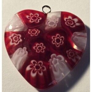 Alan K Millifiori Murano Glass Heart Pendant Red